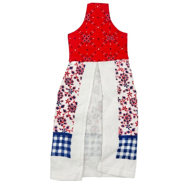 Mainstays Hanging Kitchen Towels Set of 2 Plus Trinket Dish Set Red White Blue - Picture 3 of 9